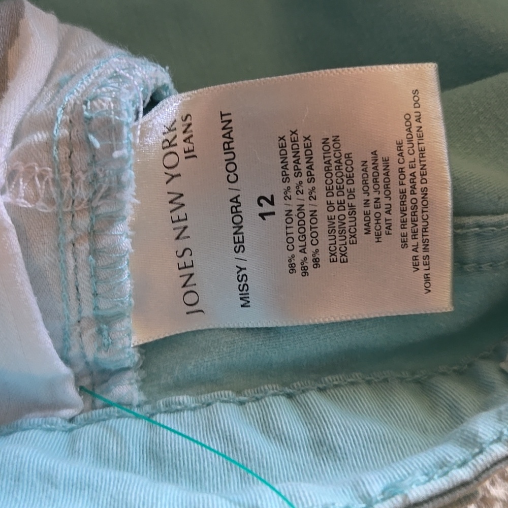 Jones New York Women's Teal Chelsea Cuffed Capris Size 12 - Picture 6 of 8